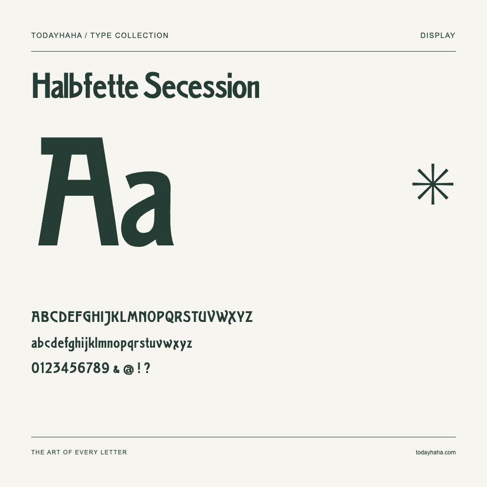 Halbfette Secession — Campione con lettere maiuscole, minuscole e numeri