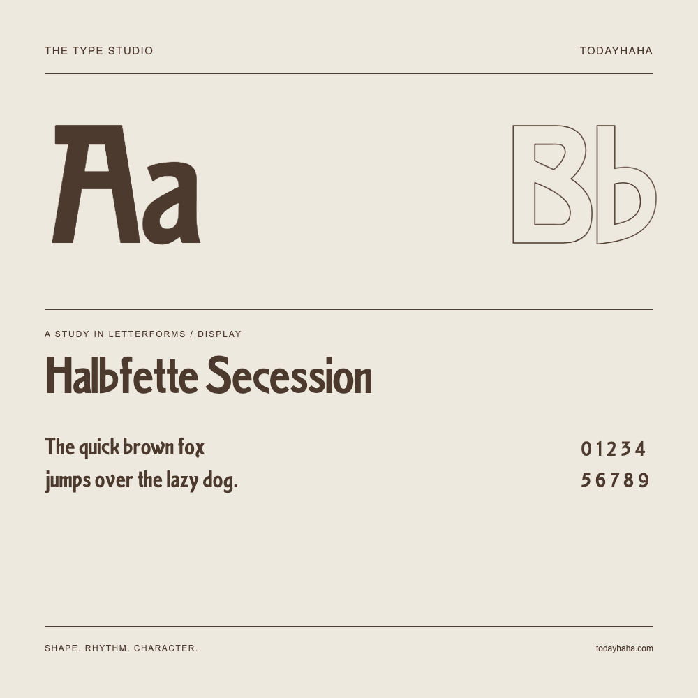 Halbfette Secession — Studio delle lettere con frase e numeri