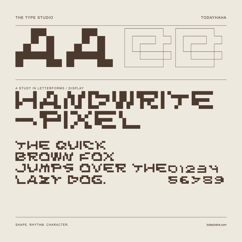 Handwrite-Pixel — Étude des lettres avec une phrase et des chiffres