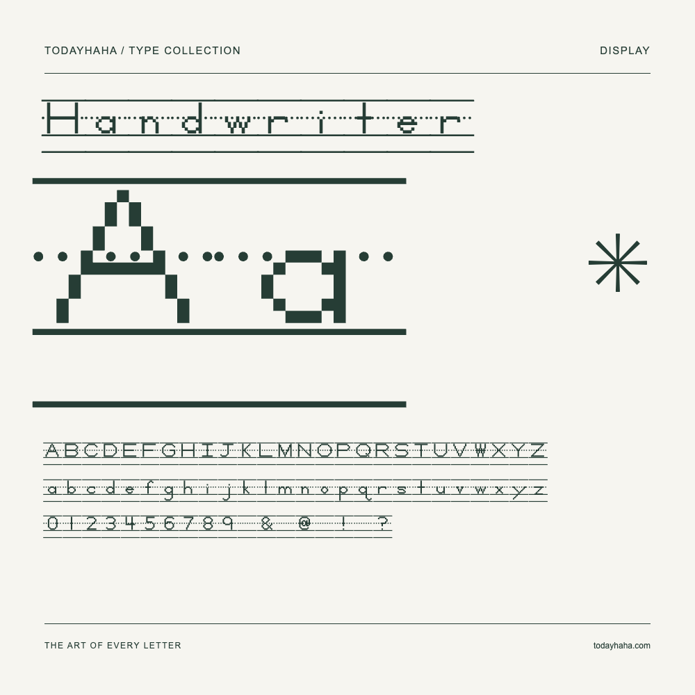 Handwriter — Muestra de mayúsculas, minúsculas y números