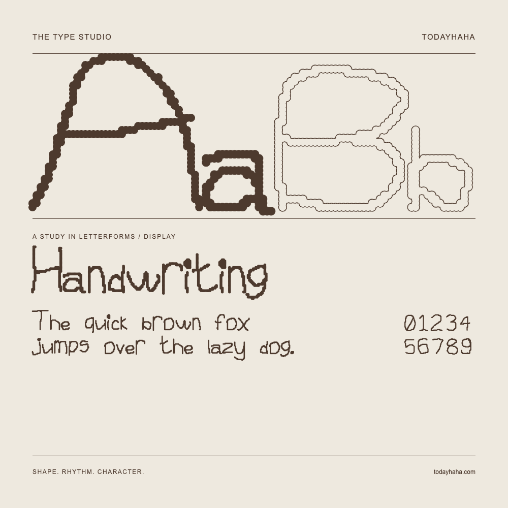 Handwriting — Buchstabenstudie mit Beispielsatz und Ziffern