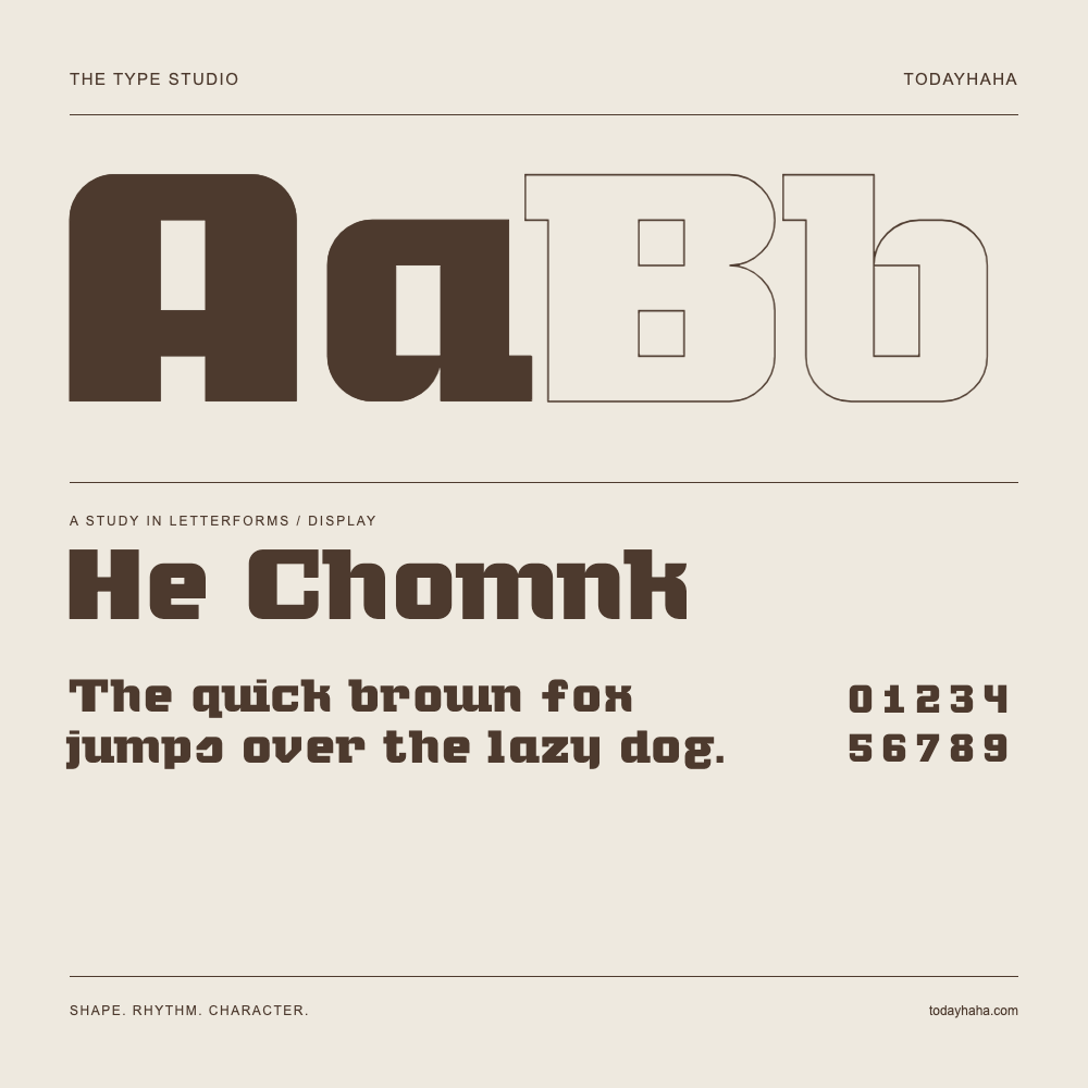 He Chomnk — Buchstabenstudie mit Beispielsatz und Ziffern