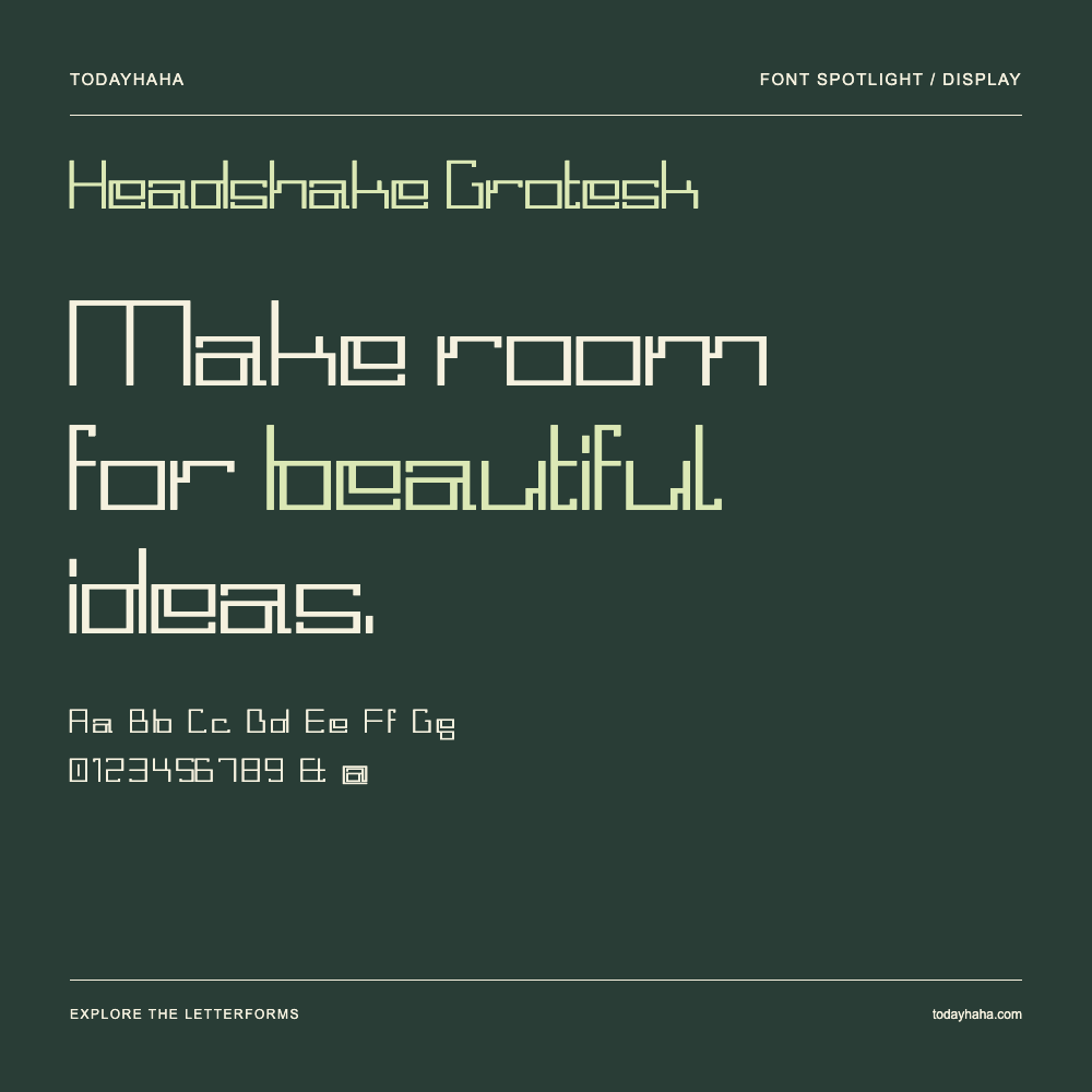 Headshake Grotesk — Poster tipografico con testo di esempio