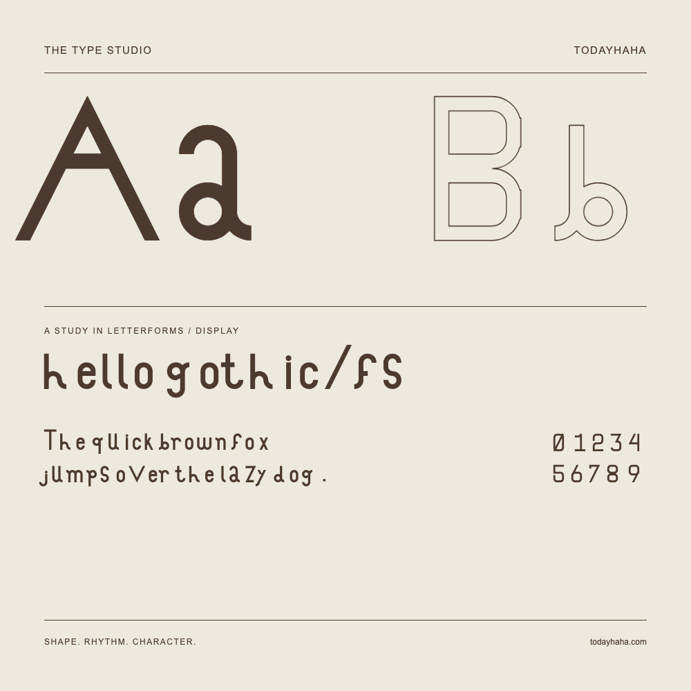 hello gothic/fs — Buchstabenstudie mit Beispielsatz und Ziffern