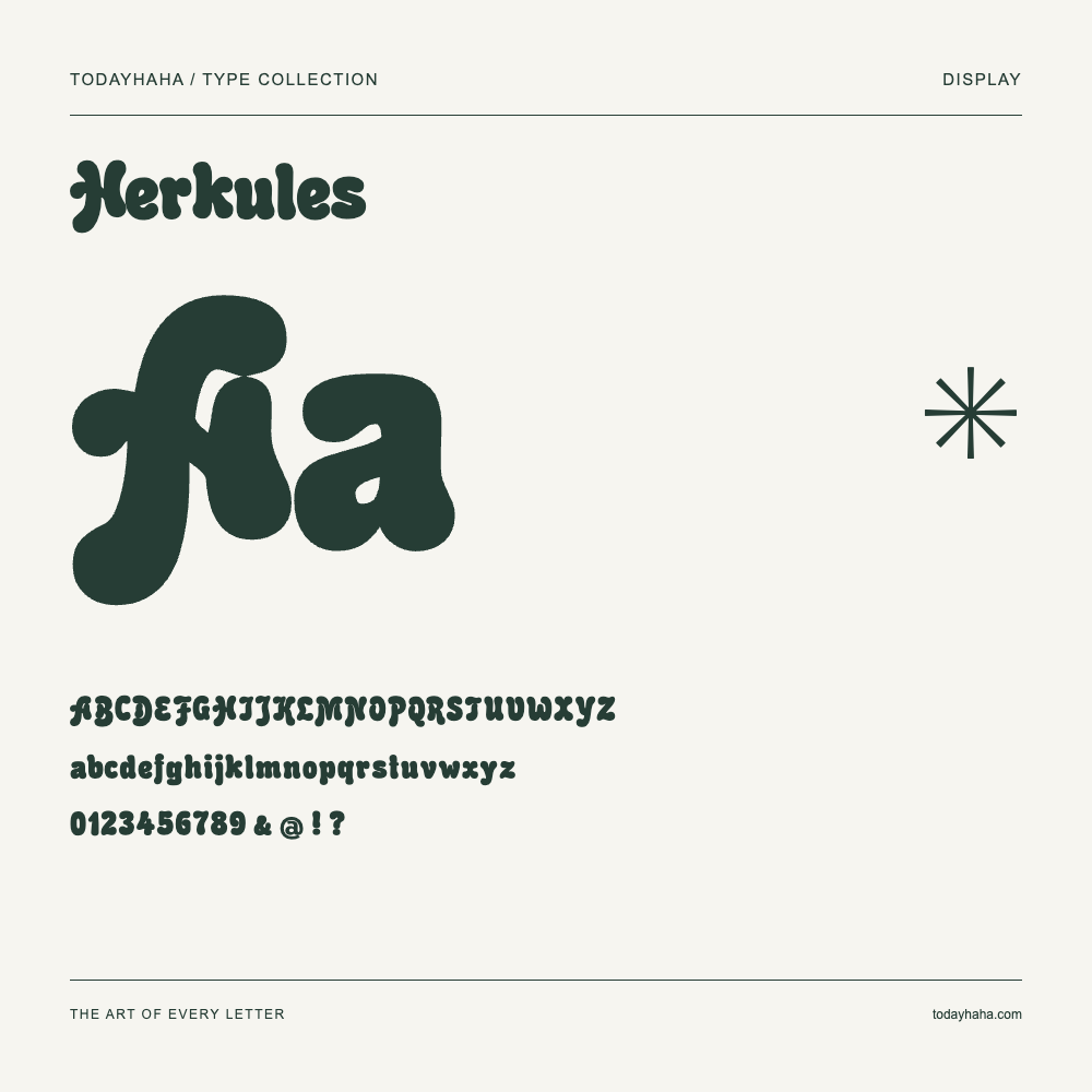 Herkules — Muestra de mayúsculas, minúsculas y números