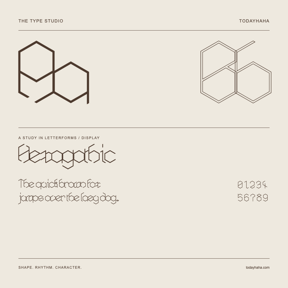 Hexagothic — Estudio de letras con una frase y números