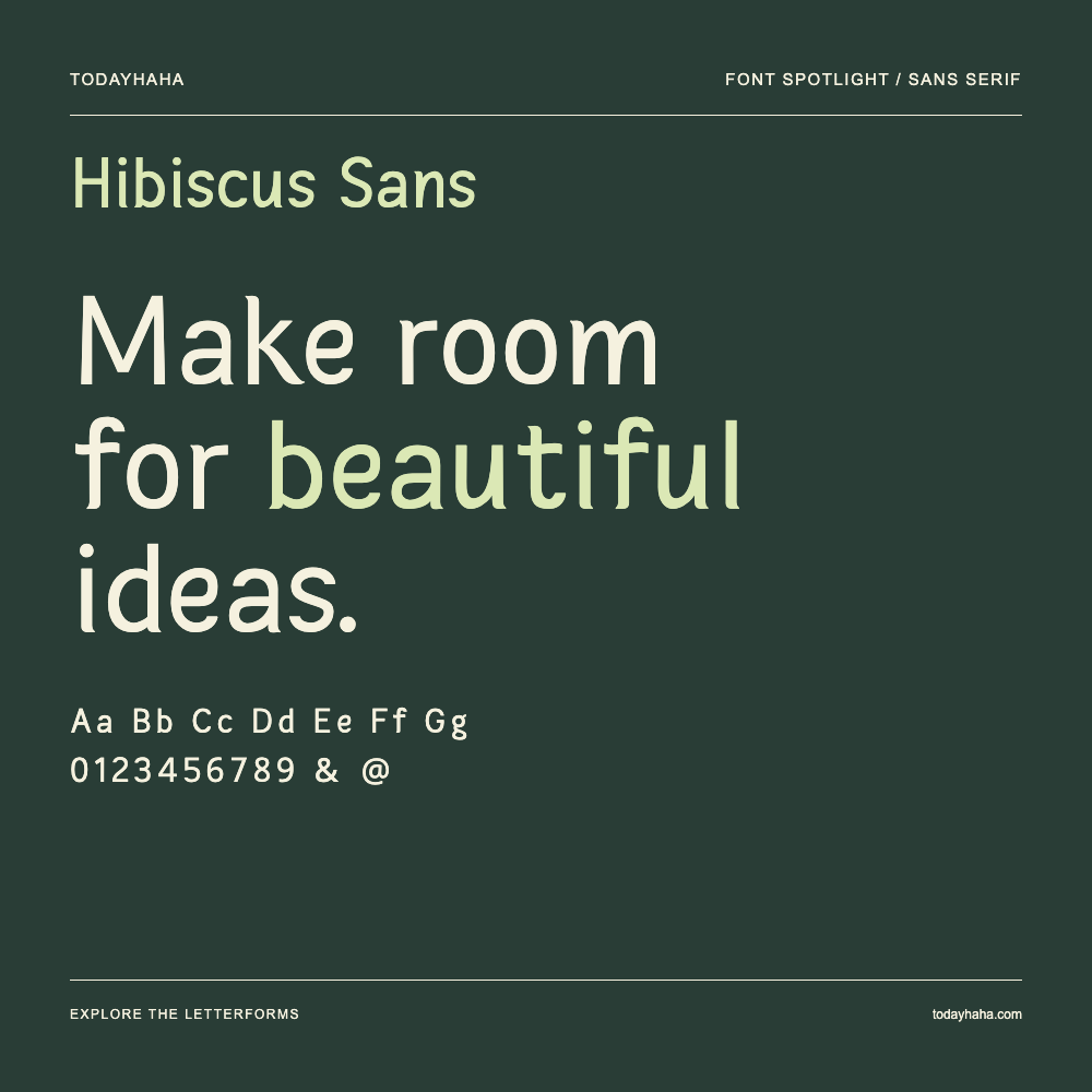 Hibiscus Sans — Póster tipográfico con texto de muestra