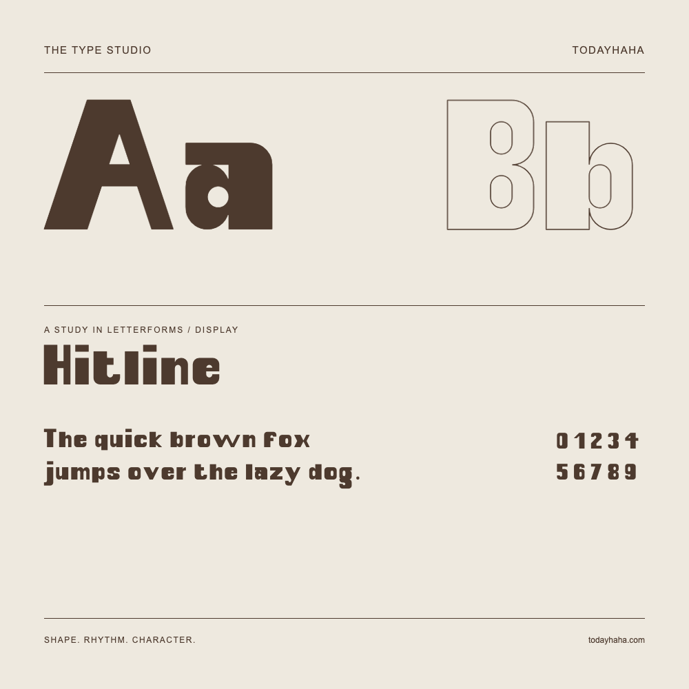 Hitline — Buchstabenstudie mit Beispielsatz und Ziffern