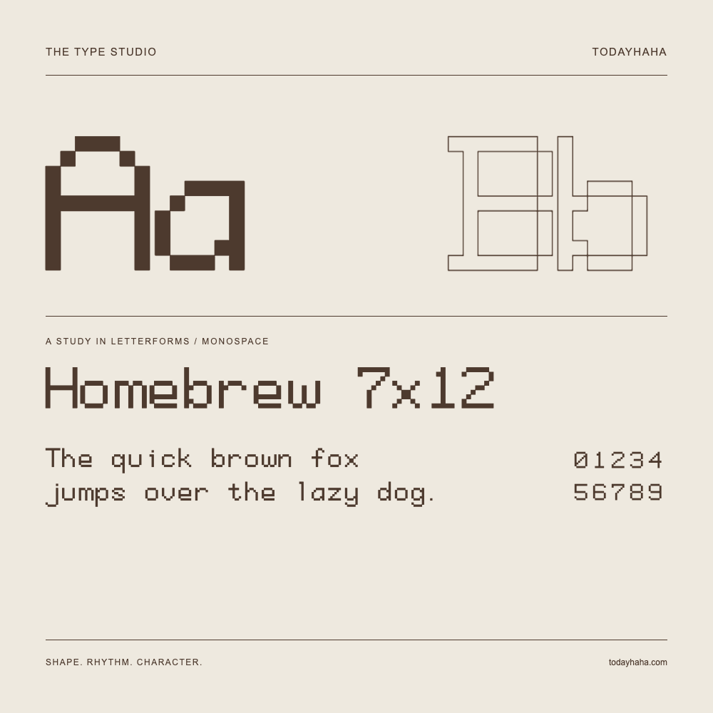 Homebrew 7x12 — 字形展示：示例句子与数字