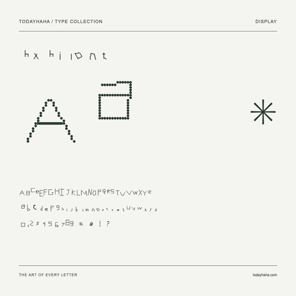 hx hilont — Font specimen with uppercase and lowercase letters and numbers