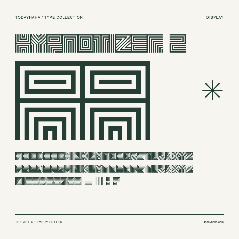 Hypnotizer 2 — Schriftmuster mit Großbuchstaben, Kleinbuchstaben und Ziffern