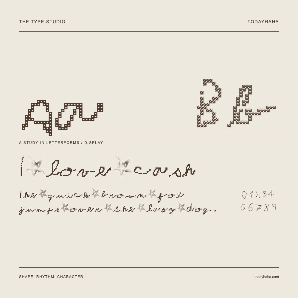 I love cash — Letterform study with sample sentence and numbers