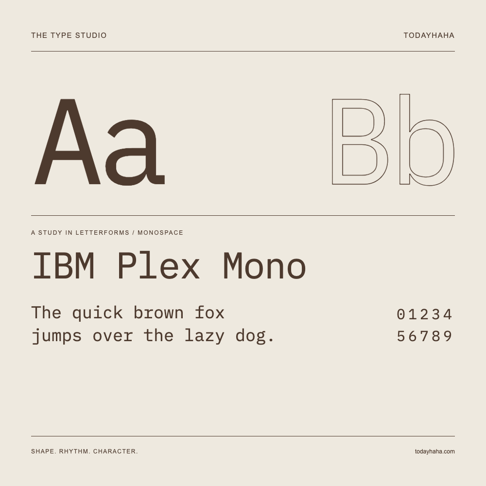 IBM Plex Mono — 字形展示:示例句子与数字