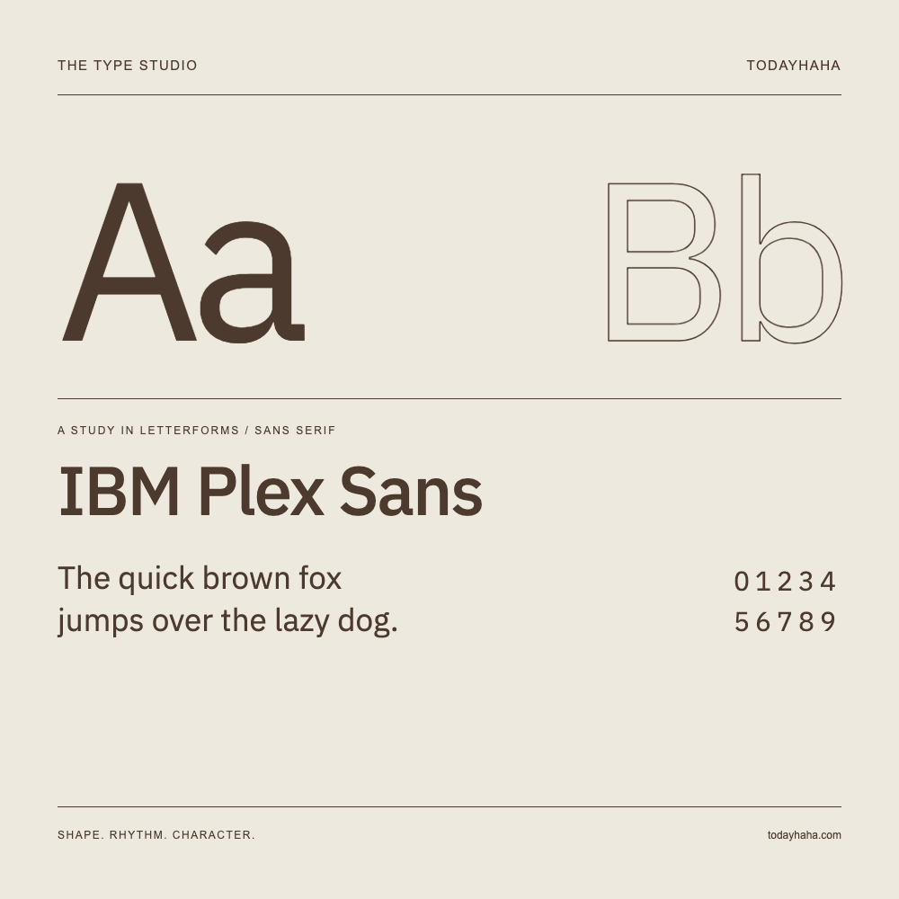 IBM Plex Sans — 字形展示：示例句子与数字