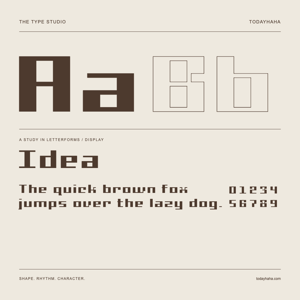 Idea — Buchstabenstudie mit Beispielsatz und Ziffern