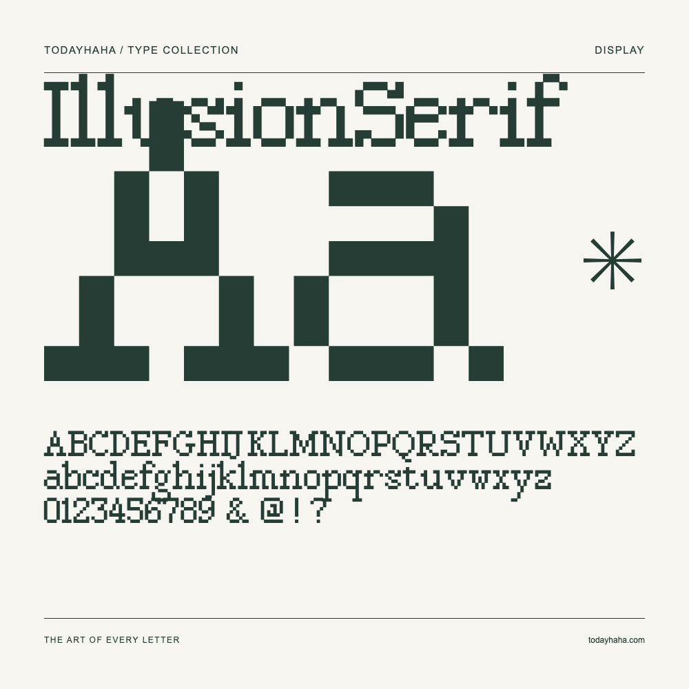 IllusionSerif — Muestra de mayúsculas, minúsculas y números