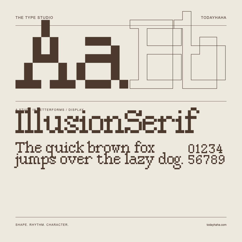 IllusionSerif — Estudio de letras con una frase y números