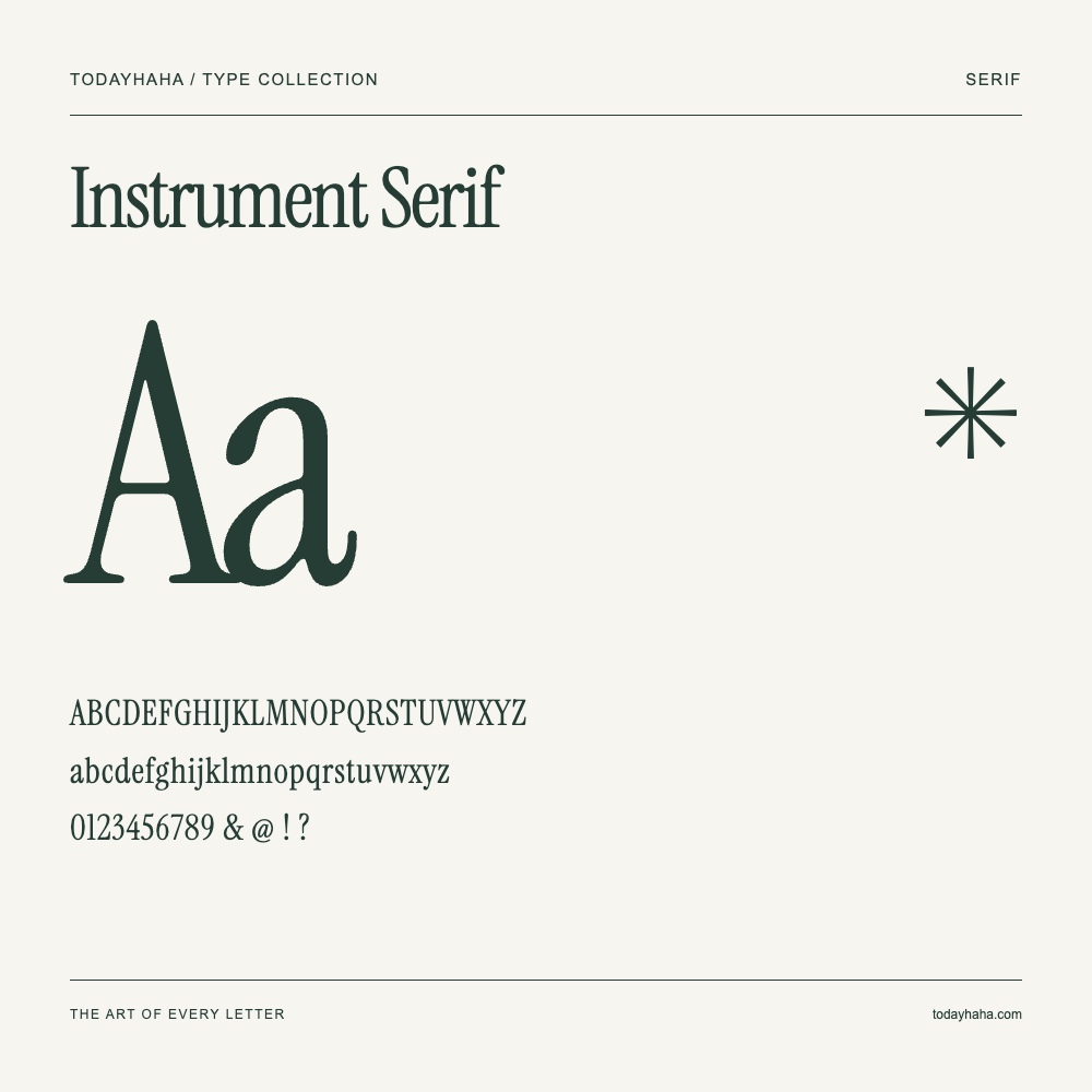 Instrument Serif — 字体展示:大小写字母与数字