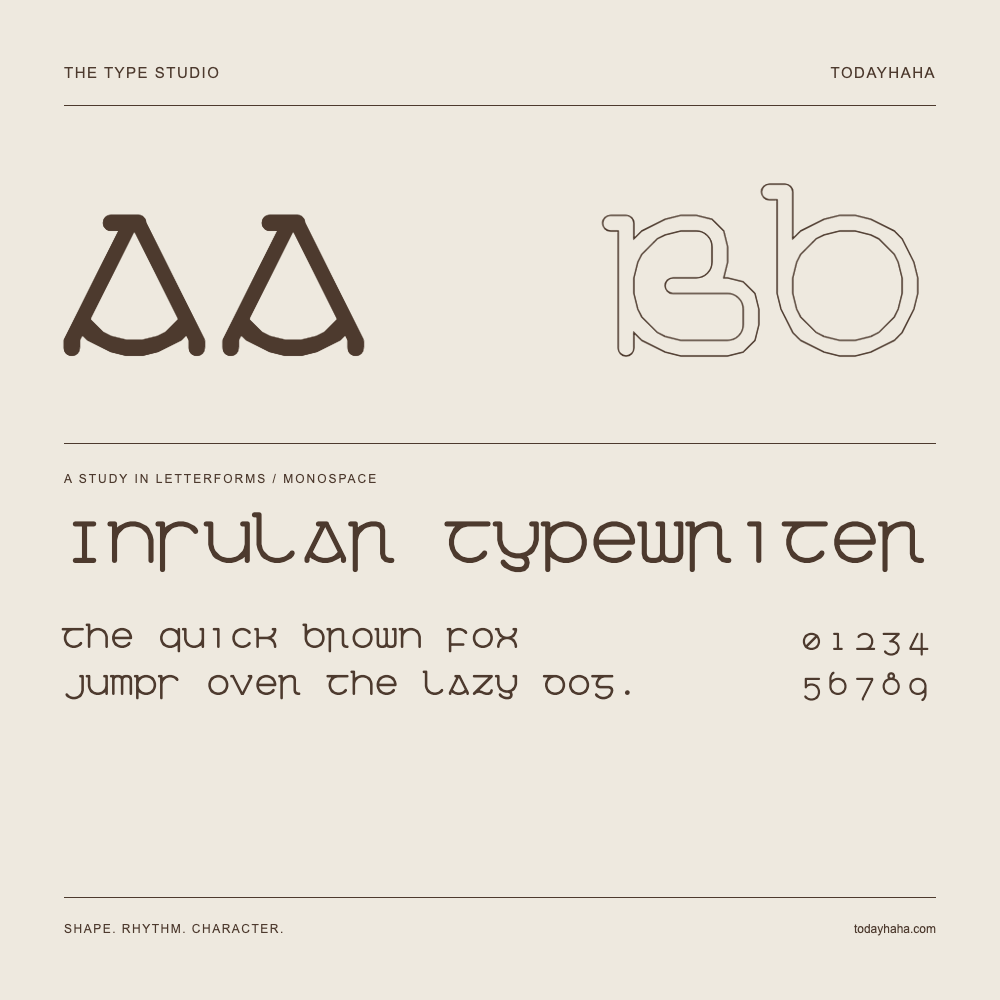 Insular Typewriter — 字形展示：示例句子与数字