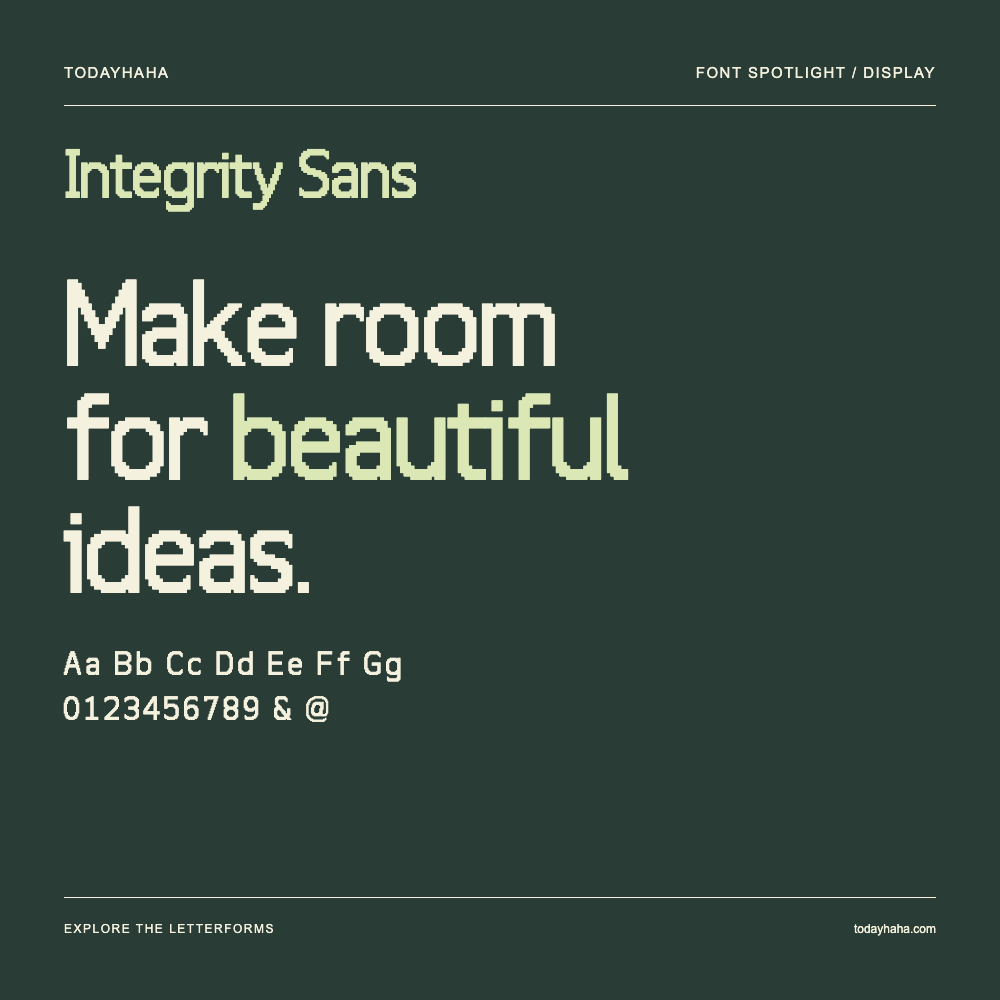 Integrity Sans — Typografieposter mit Beispieltext
