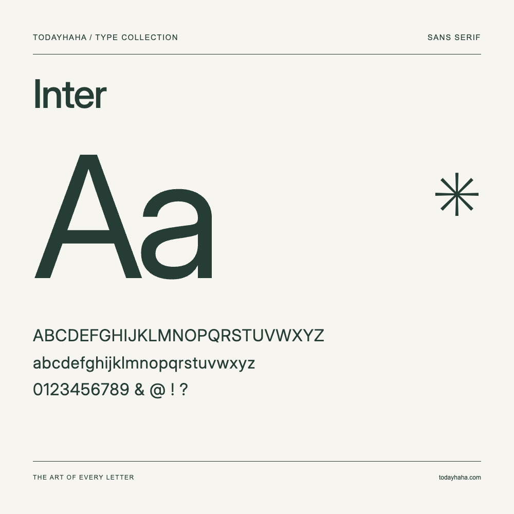 Inter — 字体展示:大小写字母与数字