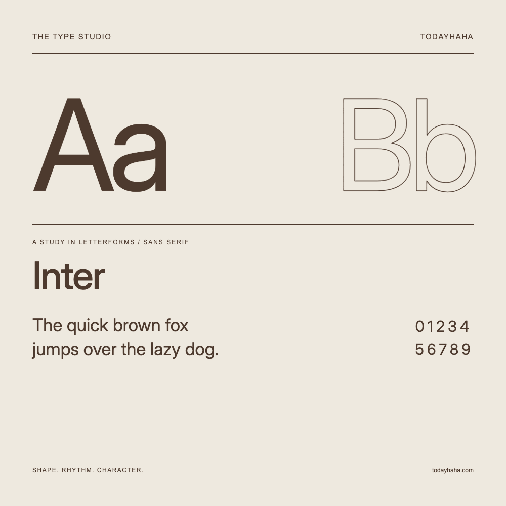 Inter — 字形展示:示例句子与数字