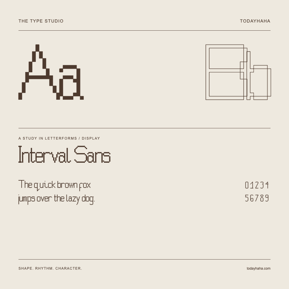 Interval Sans — Studio delle lettere con frase e numeri