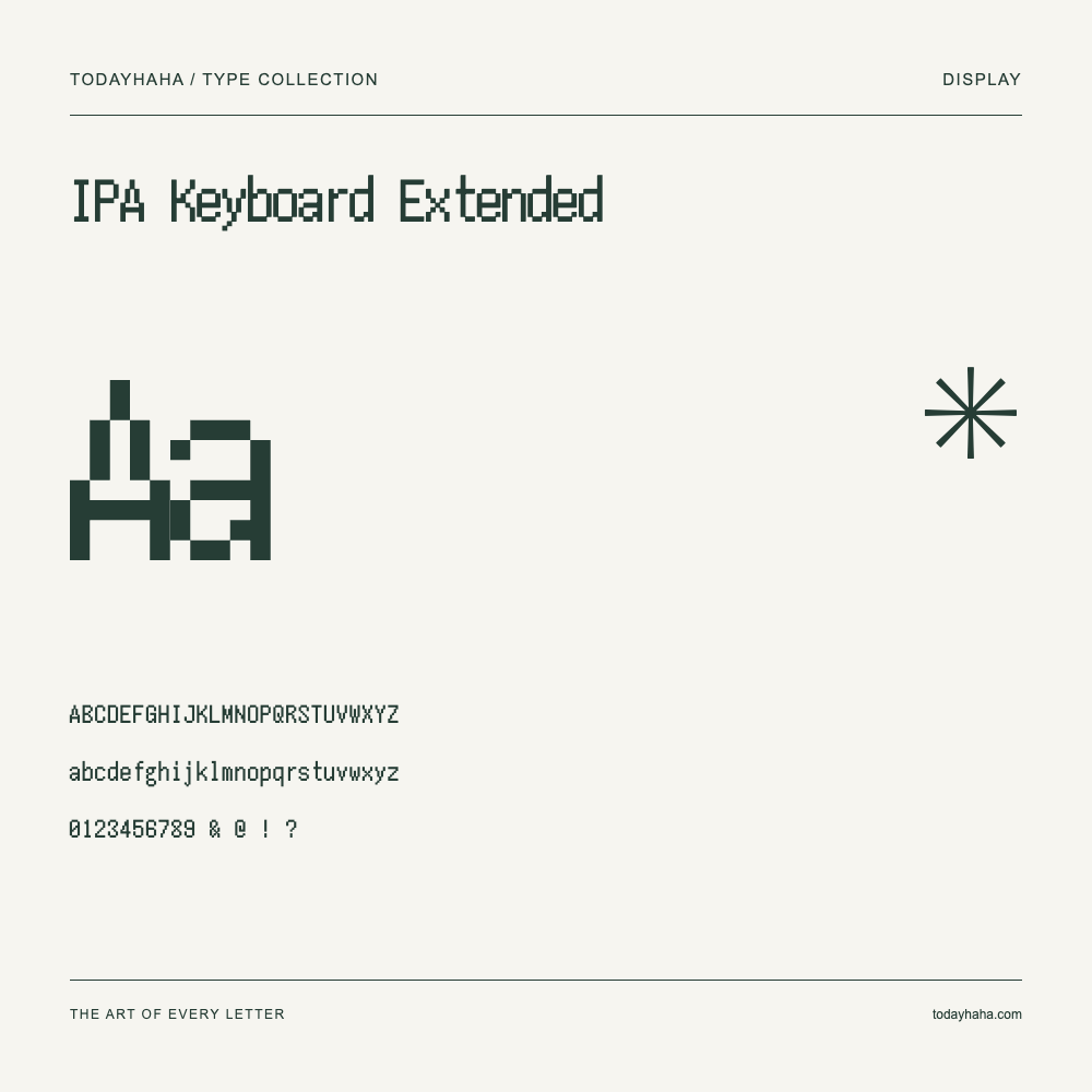 IPA Keyboard Extended — Campione con lettere maiuscole, minuscole e numeri