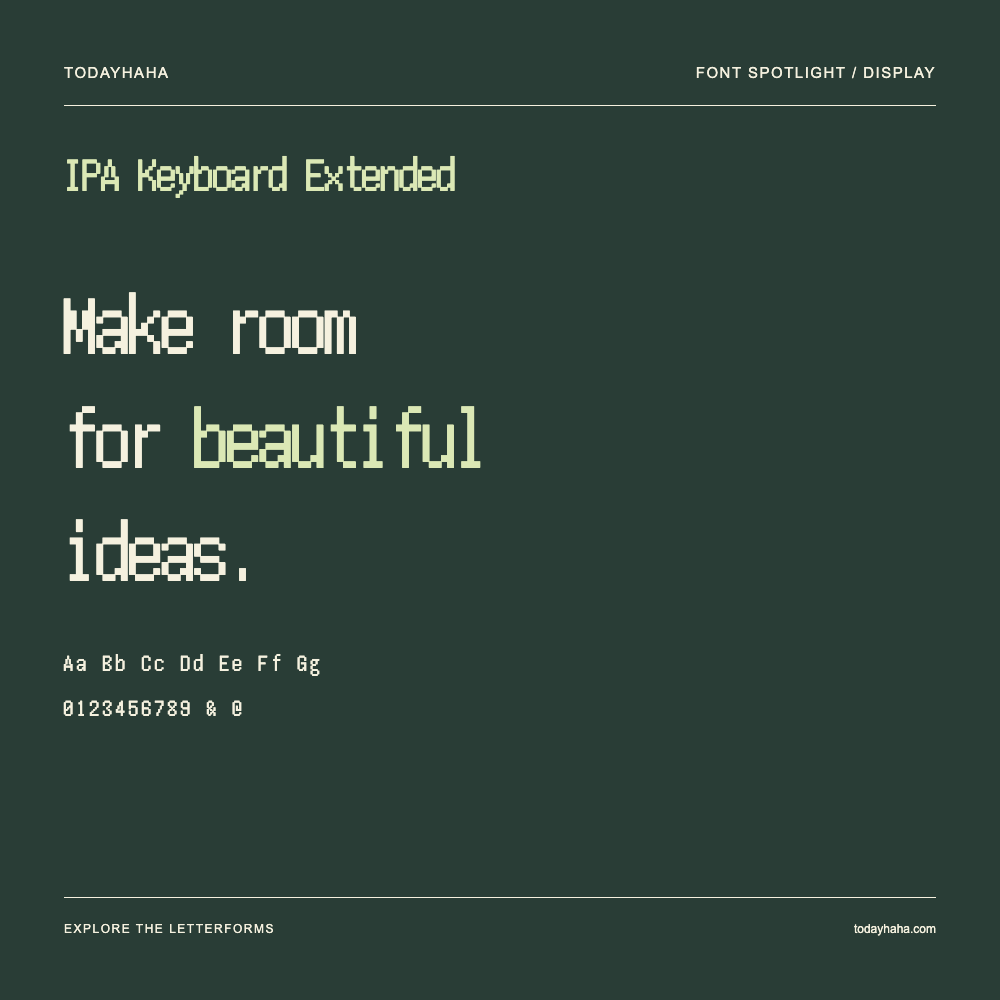 IPA Keyboard Extended — Poster tipografico con testo di esempio