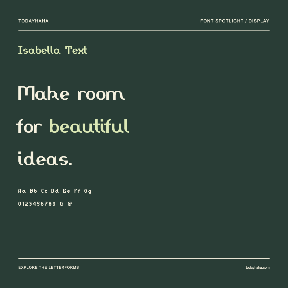 Isabella Text — Póster tipográfico con texto de muestra