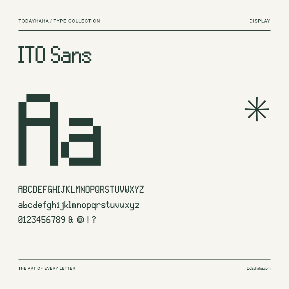 ITO Sans — Font specimen with uppercase and lowercase letters and numbers
