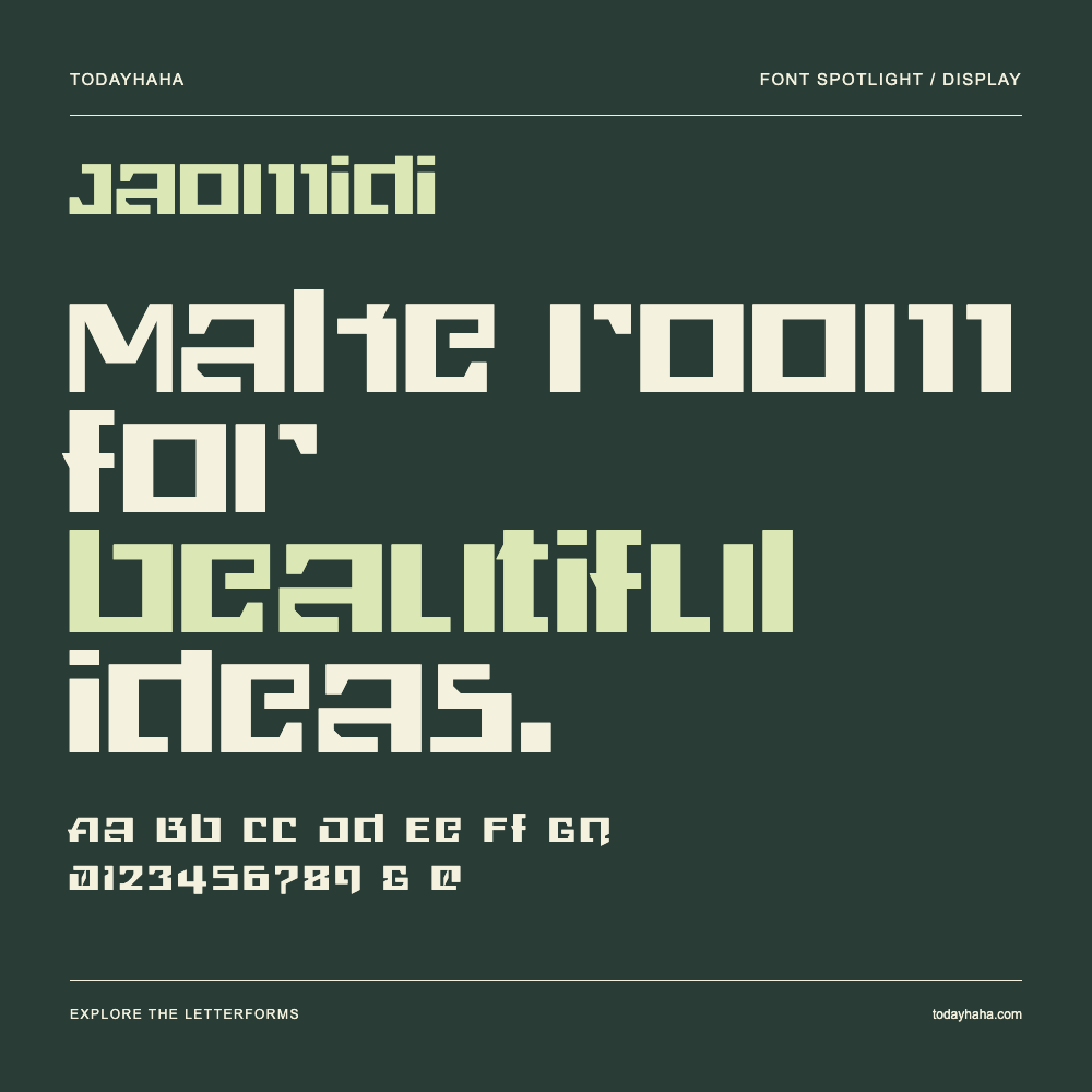 Jaomidi — Affiche typographique avec exemple de texte