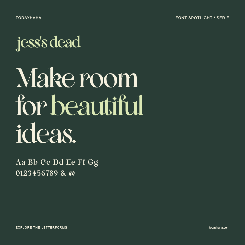 jess's dead — Poster tipografico con testo di esempio