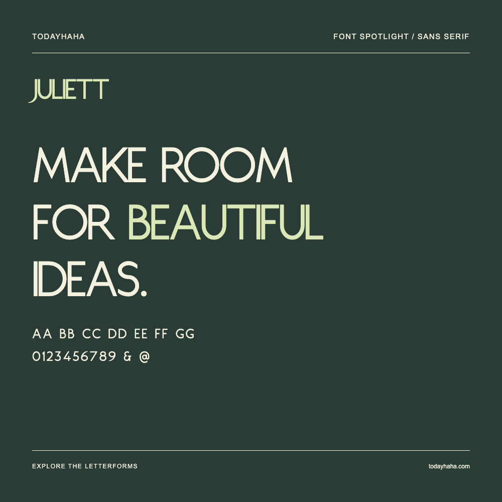Juliett — Typografieposter mit Beispieltext