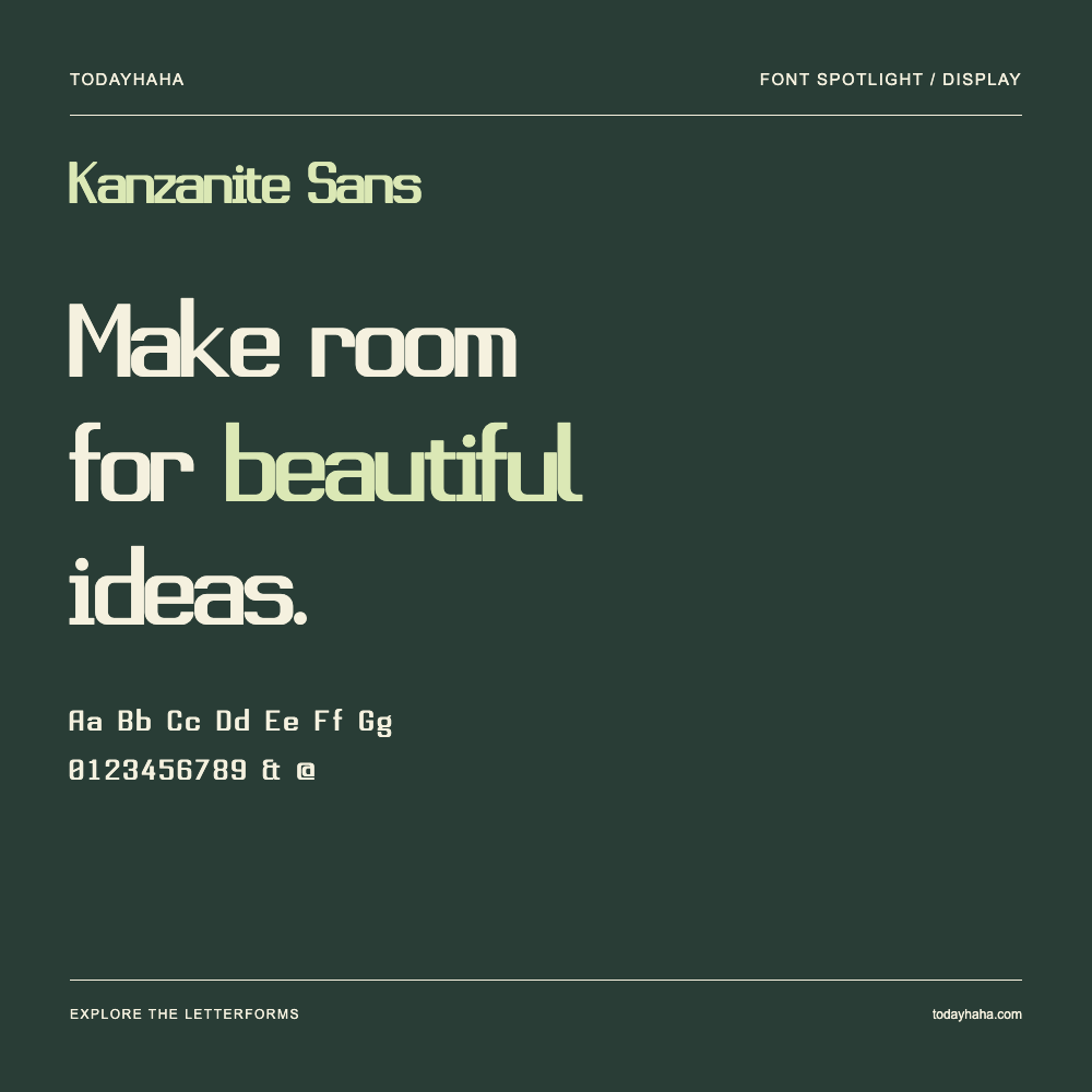 Kanzanite Sans — Póster tipográfico con texto de muestra