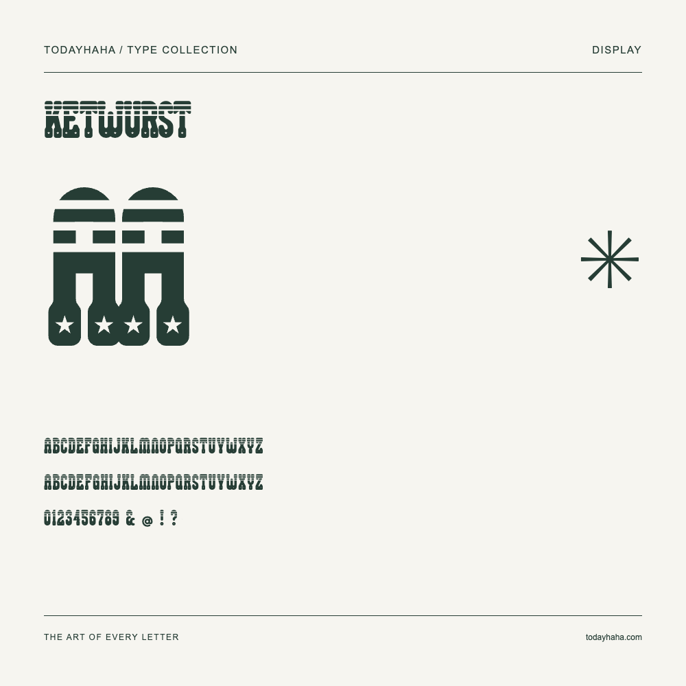 Ketwurst — Spécimen avec majuscules, minuscules et chiffres