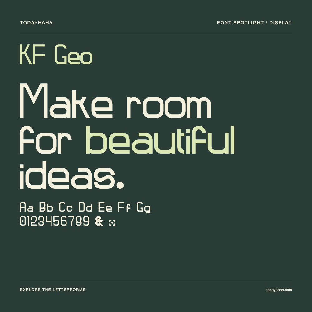 KF Geo — Poster tipografico con testo di esempio