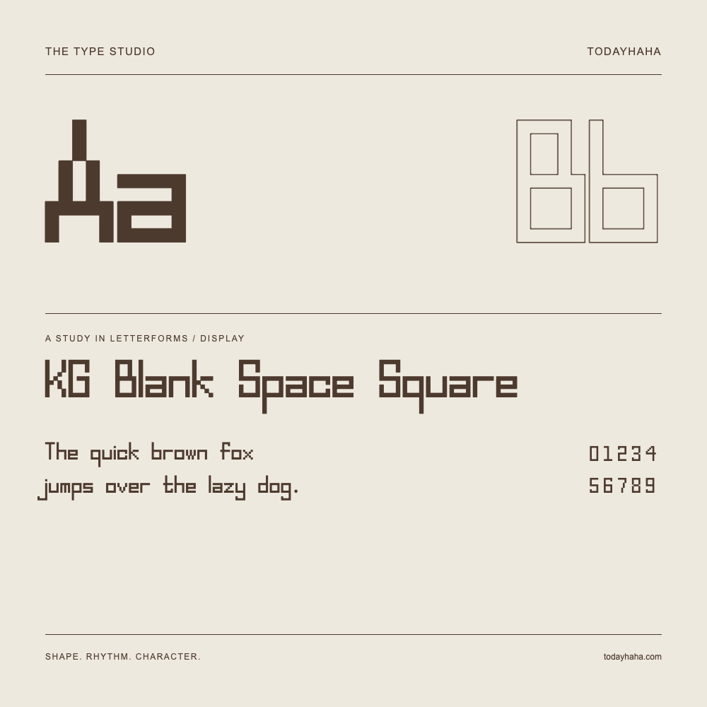 KG Blank Space Square — Estudio de letras con una frase y números
