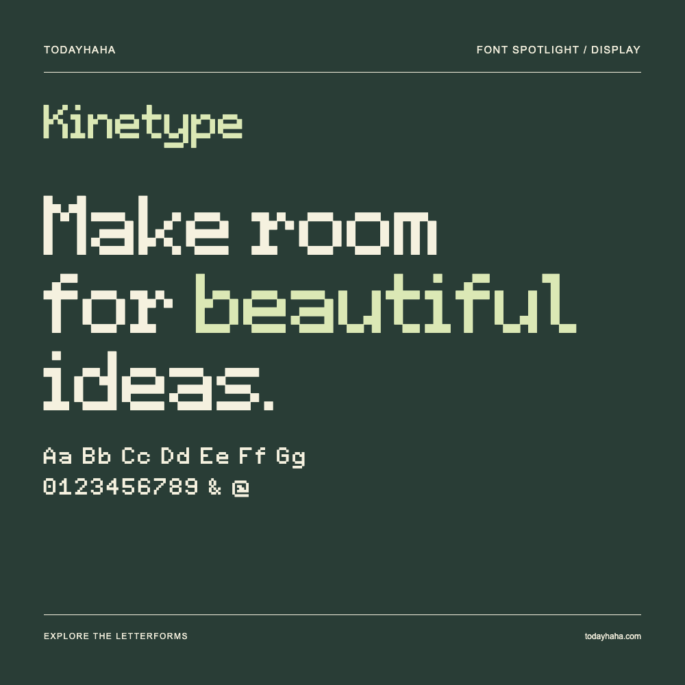Kinetype — Pôster tipográfico com texto de exemplo