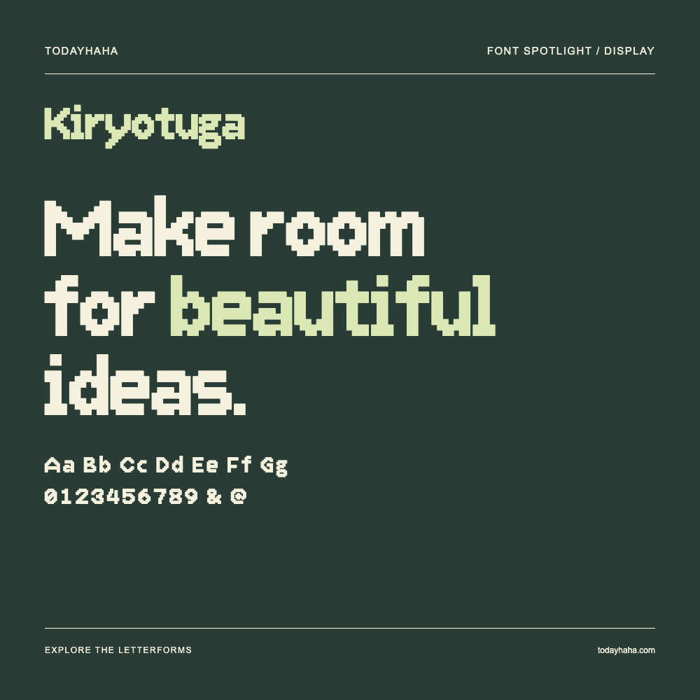 Kiryotuga — Affiche typographique avec exemple de texte
