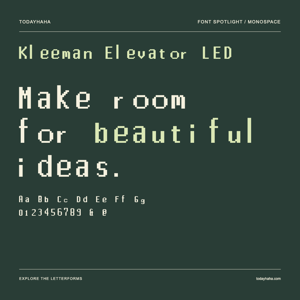 Kleeman Elevator LED — Pôster tipográfico com texto de exemplo