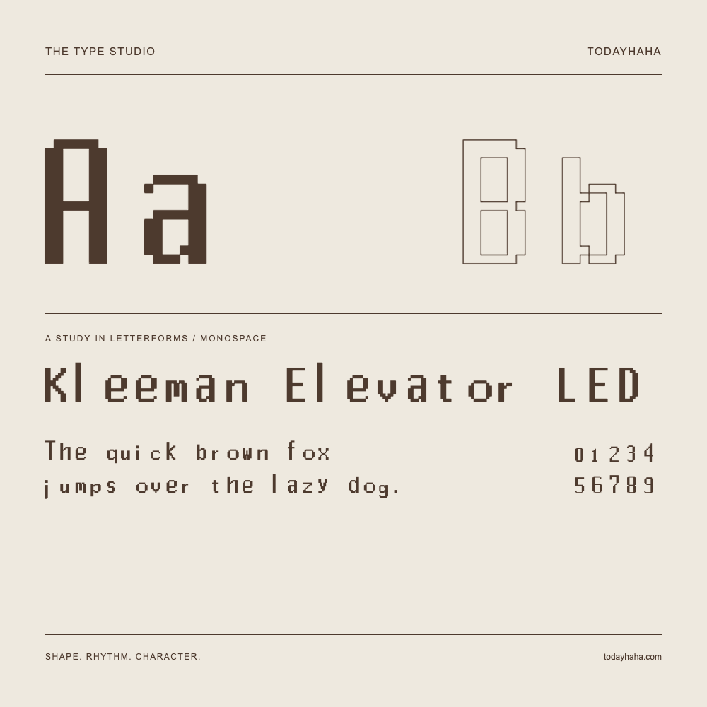 Kleeman Elevator LED — Estudo de letras com frase e números