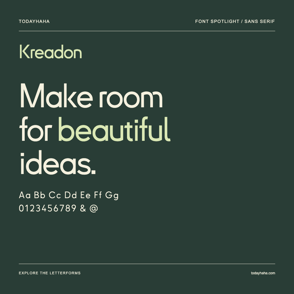 Kreadon — Affiche typographique avec exemple de texte
