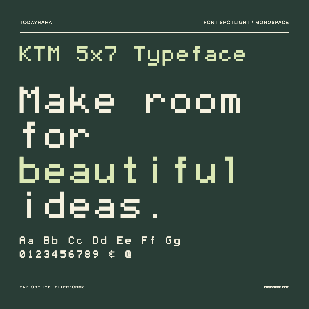 KTM 5x7 Typeface — 字体排版海报：示例文字