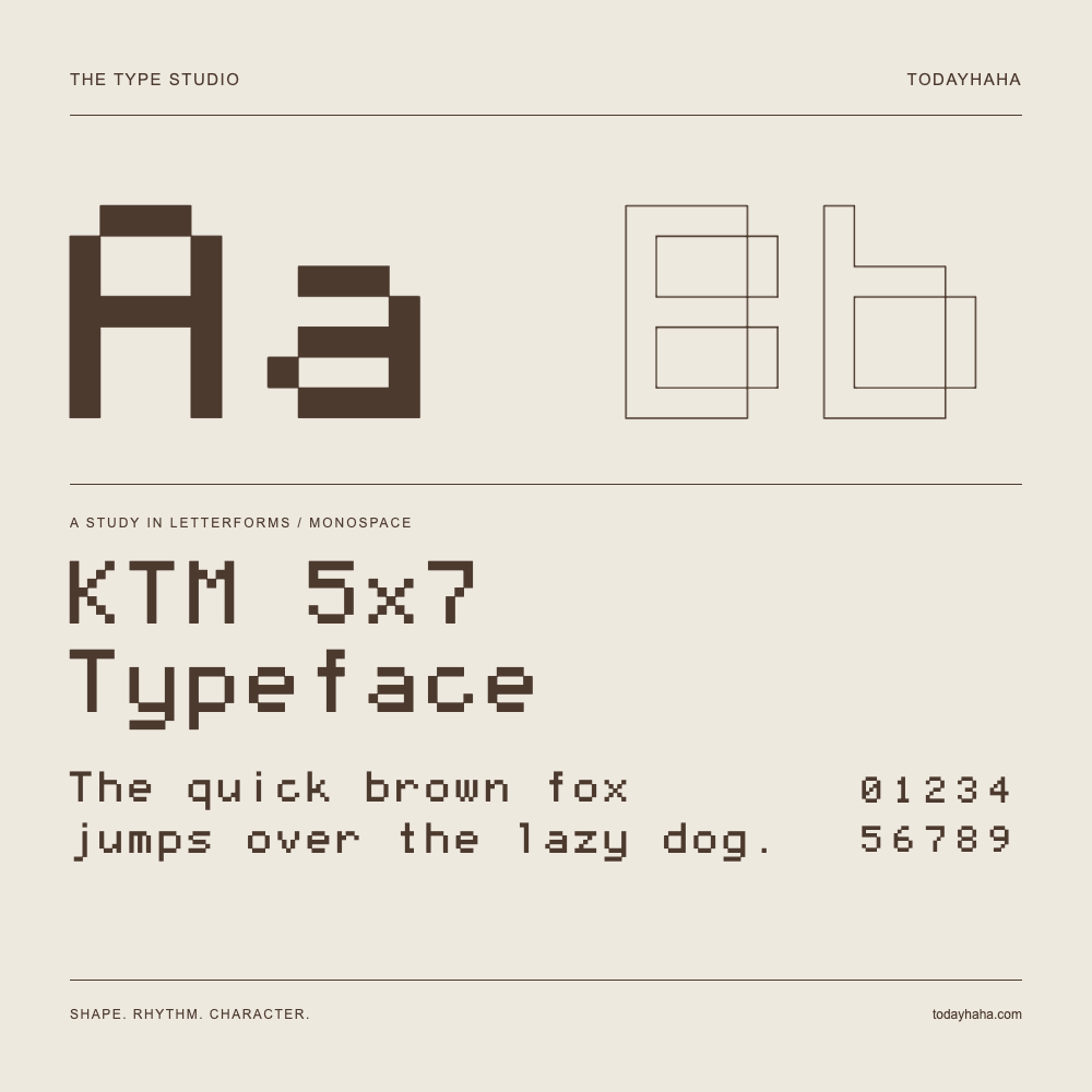 KTM 5x7 Typeface — 字形展示：示例句子与数字