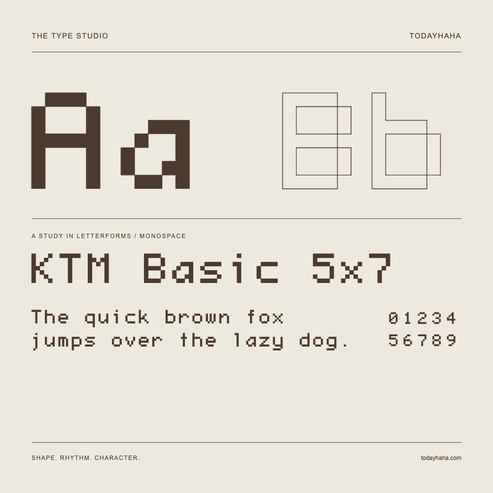 KTM Basic 5x7 — Estudio de letras con una frase y números