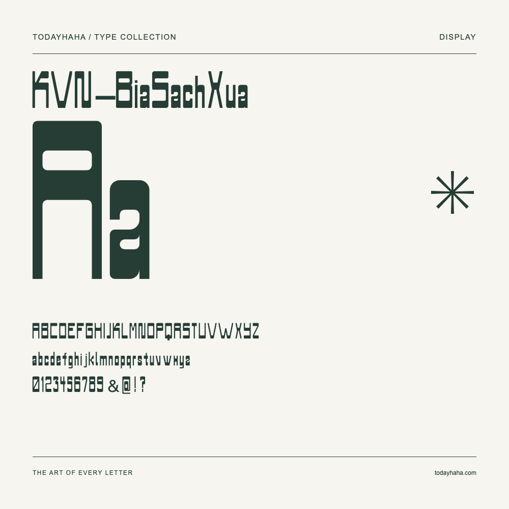 KVN-BiaSachXua — Font specimen with uppercase and lowercase letters and numbers