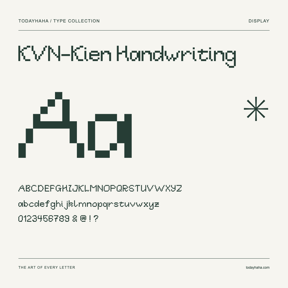 KVN-Kien Handwriting — Muestra de mayúsculas, minúsculas y números