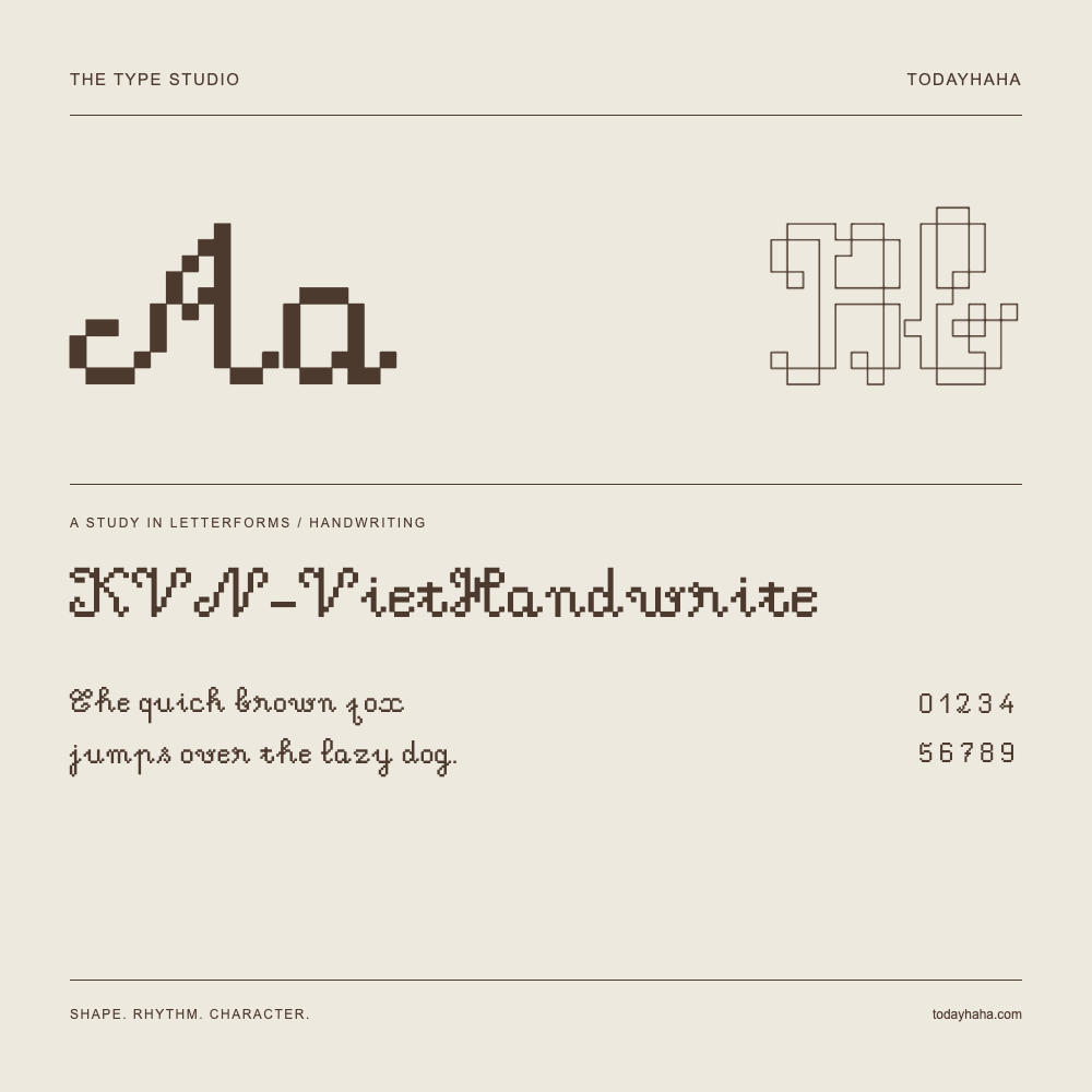 KVN-VietHandwrite — Buchstabenstudie mit Beispielsatz und Ziffern