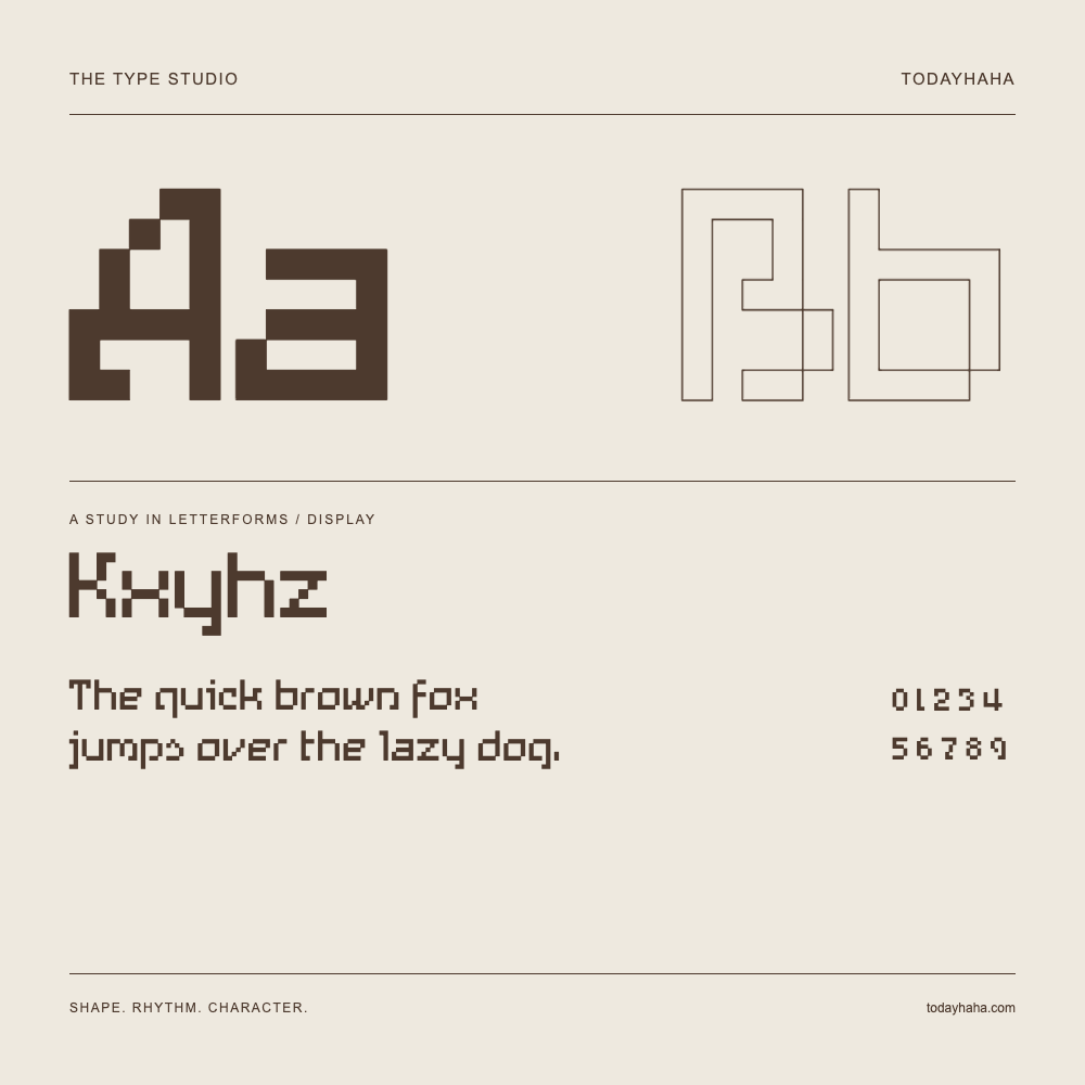 Kxyhz — 字形展示：示例句子与数字